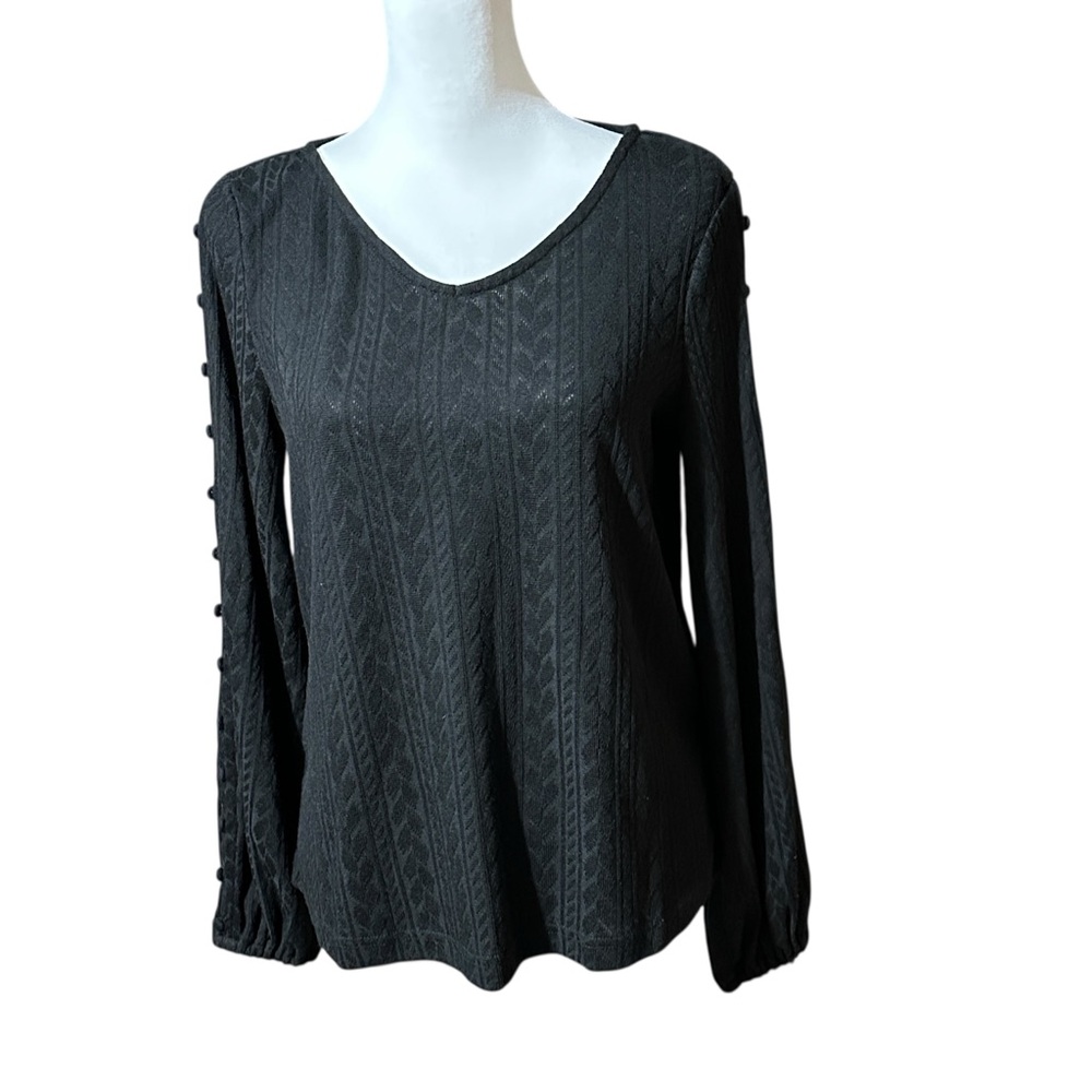Zach and Rachel V-Neck Black Sweater with Long Sleeves Size Small NWT